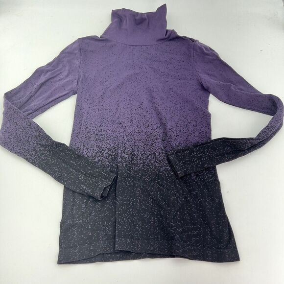 Athleta Flurry Blizzard Gradient Turtleneck Ribbed Purple Ombre Size M - Picture 1 of 3